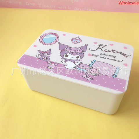 New Tissue Box Sanrio Sealed Mask Box with Lid, Large Capacity Wet and Dry Suction Box, Desktop Storage Box