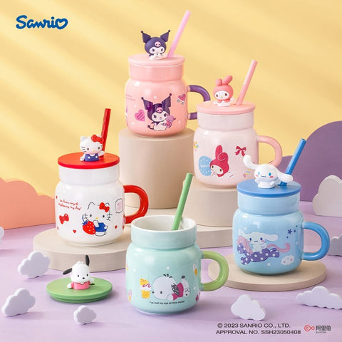 Sanrio Sanrio Hello Kitty Kuromi Cinnamoroll My Melody Straw Mug Water Cup 450ml