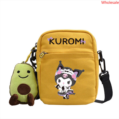 Kuromi Kuromi Backpack Anime Peripheral Diagonal Cross Bag Fashion Printed Small Square Bag Single Shoulder Diagonal Cross Men's and Women's Backpack