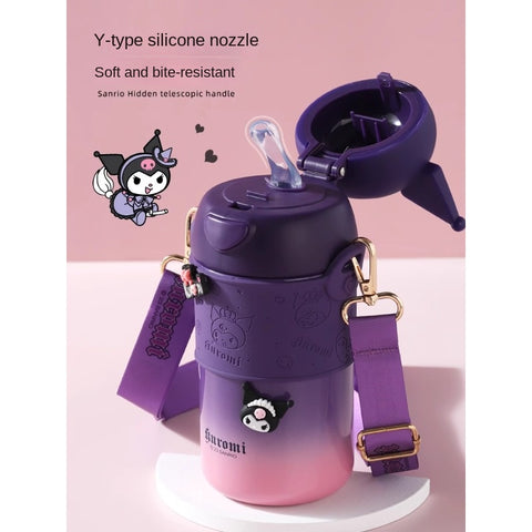 Kuromi Insulated Cup, Female Student Sanrio Portable Water Cup, HelloKitty Children's Cute Straw Cup 2208