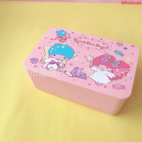 New Tissue Box Sanrio Sealed Mask Box with Lid, Large Capacity Wet and Dry Suction Box, Desktop Storage Box