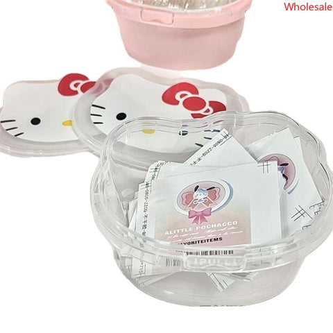 Transparent Pink KT Cat Storage Box Cartoon Multifunctional Plastic Box Food Sealing Preservation Box with Lid