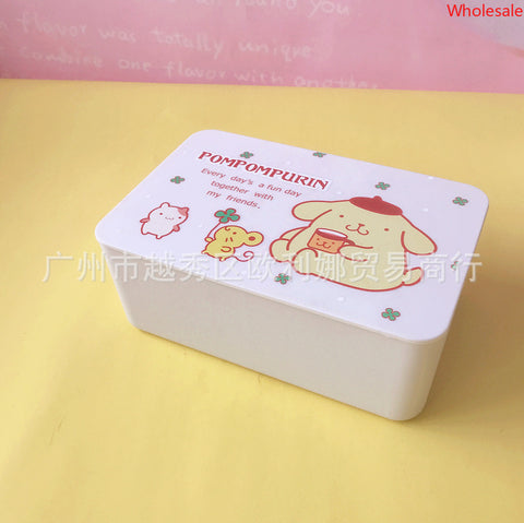 New Tissue Box Sanrio Sealed Mask Box with Lid, Large Capacity Wet and Dry Suction Box, Desktop Storage Box