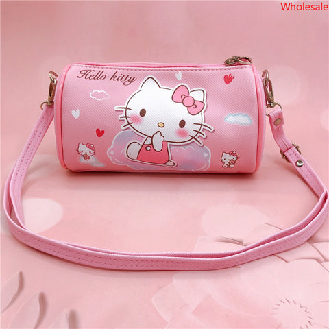 Sanrio Leather Waterproof Zippered Satchel Student Stationery Pencil Storage Children's Universal Horizontal Shoulder Roller Bag