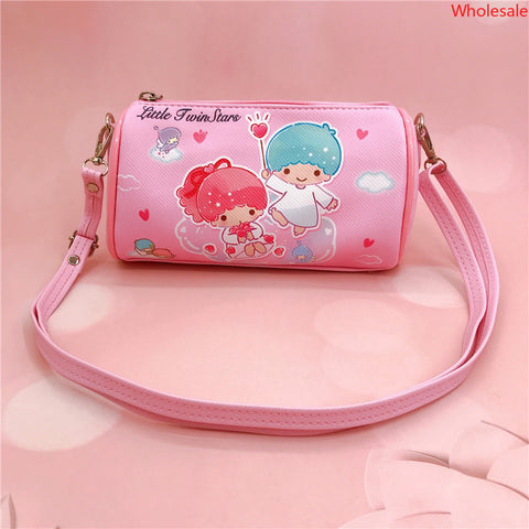 Sanrio Leather Waterproof Zippered Satchel Student Stationery Pencil Storage Children's Universal Horizontal Shoulder Roller Bag