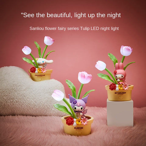 Authentic Sanrio Flower Fairy Series LED Night Light Sleep Light Bedroom Atmosphere Desktop Gift Wholesale