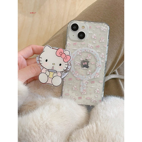 Suitable for Apple 14pro Phone Case IPhone15promax New 13 Cute Cinnamon Dog KT Cat Melody 12 Cartoon 15 Wireless Charging Magnetic Stand Case