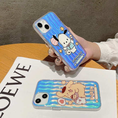 Japan and South Korea Cartoon Sanrio Colorful Laser Sanrio iPhone Case Full Body Protective Case For IPhone 11-15 Pro Max