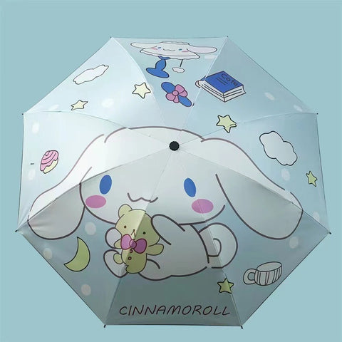 Wholesale of Spot Sanrio Kuromi Black Glue Dual-purpose Sunny Umbrellas, Folding Black Glue Cartoon Sun Umbrellas, Children's Umbrellas