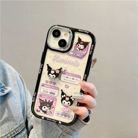 Electroplated 3D Kuromi IPhone 14 Sanrio iPhone Case Full Body Protective Case For IPhone 11-15 Pro Max