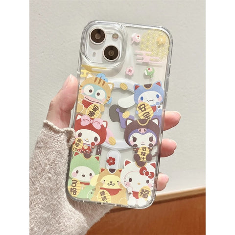 New Year's Cute Sanrio for Iphone15promax Apple 13 Phone Case New 14 Pro Magnetic Stand 12 Pro Creative 11 Cartoon 13 Pro