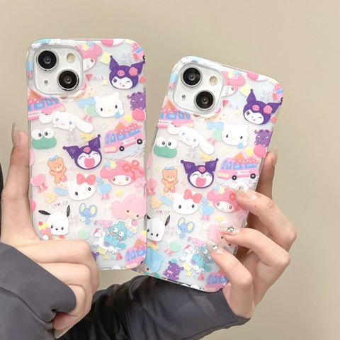 Double Layer Printed Full Screen Cute Sanrio iPhone Case Full Body Protective Case For IPhone 11-15 Pro Max