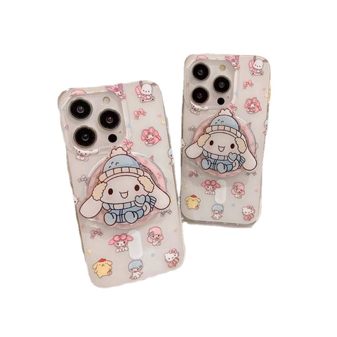 Double-layer Magnetic Stand Protective Case Cute Sanrio iPhone Case Full Body Protective Case For IPhone 11-15 Pro Max