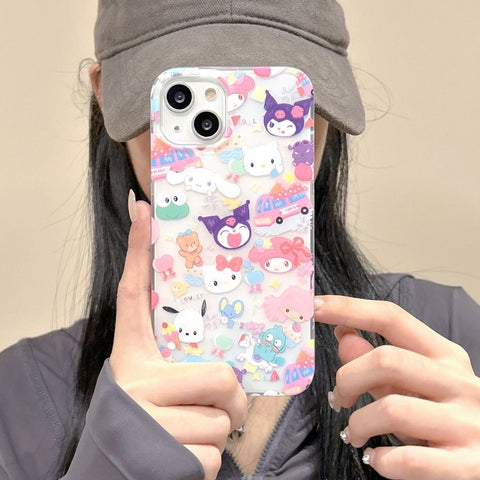 Double Layer Printed Full Screen Cute Sanrio iPhone Case Full Body Protective Case For IPhone 11-15 Pro Max