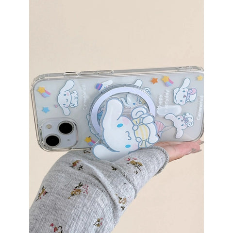 Cute Cartoon Sanrio Magnetic Bracket for Apple 15promax Phone Case Couple IPhone14 New 15pro Niche 11 Female 13 Anti-fall 12 Silicone 14pro All-inclusive Protective Case.