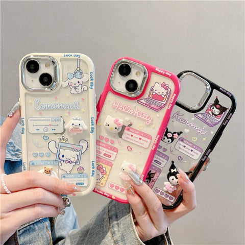 Electroplated 3D Kuromi IPhone 14 Sanrio iPhone Case Full Body Protective Case For IPhone 11-15 Pro Max