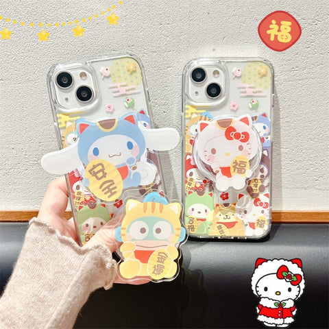 New Year's Cute Sanrio for Iphone15promax Apple 13 Phone Case New 14 Pro Magnetic Stand 12 Pro Creative 11 Cartoon 13 Pro