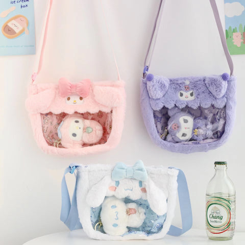 Sanrio Transparent PVC Plush Doll Cross Body Bag