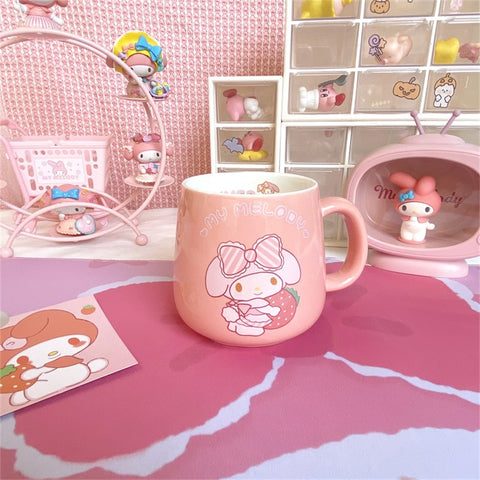 Ceramic Cup Jade Gui Dog Cute Girl Gift Box with Lid Mug Cartoon Sanrio Melody Kuromi