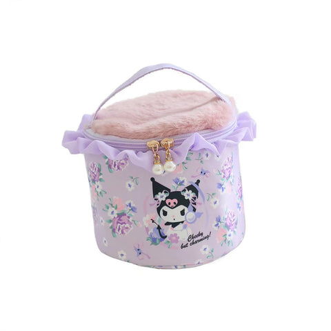 Sanrio Flower Ruffle Edge Portable Makeup Case Portable Bucket Bag