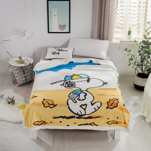 Double Cashmere Blanket Dormitory Single Doraemon Thick Warm Flannel Nap Blanket