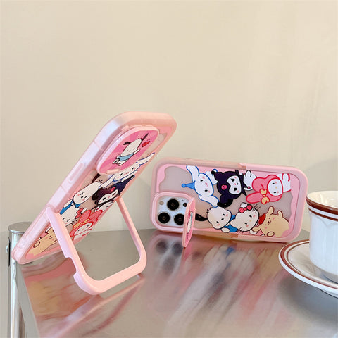 Cartoon Double Bracket Cute Sanrio iPhone Case Full Body Protective Case For IPhone 11-15 Pro Max