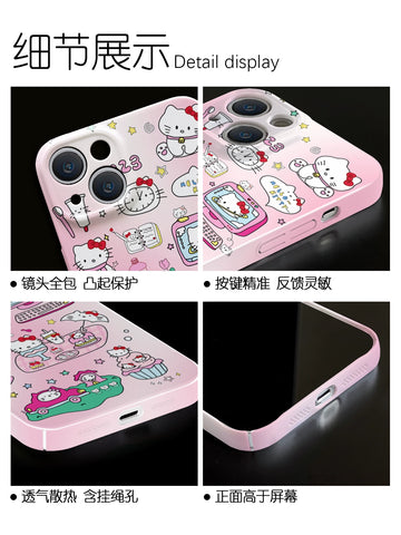 Phone Case HelloKitty Cute Cartoon New Year Hellokitty Cute Sanrio iPhone Case Full Body Protective Case For IPhone 11-15 Pro Max