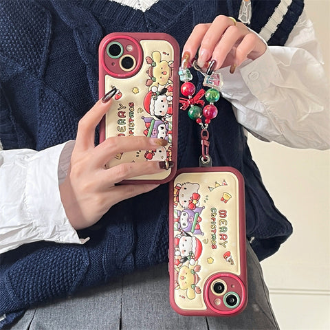 Cartoon Leather Christmas Cute Sanrio iPhone Case Full Body Protective Case For IPhone 11-15 Pro Max