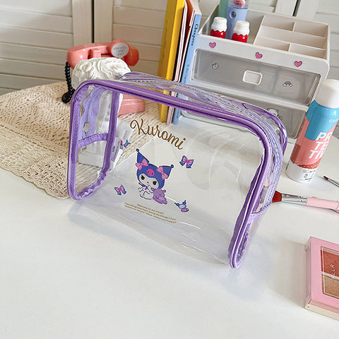 New Sanrio Cartoon Transparent Pencil Bag Waterproof Travel Wash Bag Large Capacity Portable Makeup Bag