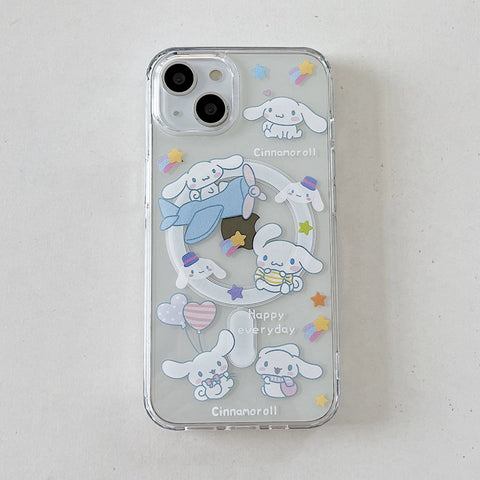 Cute Cartoon Sanrio Magnetic Bracket for Apple 15promax Phone Case Couple IPhone14 New 15pro Niche 11 Female 13 Anti-fall 12 Silicone 14pro All-inclusive Protective Case.