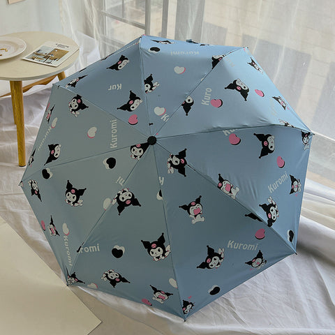 Sanrio Kuromi Girls Fully Automatic Sun Umbrella Sunshade Umbrella Sunny Umbrella Folding Black Gel Sun Protection and UV Protection