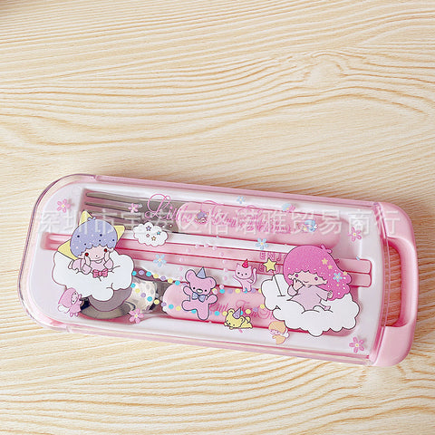 Sanrio Series 304 Stainless Steel Portable Tableware Storage Box Travel Outdoor Tableware