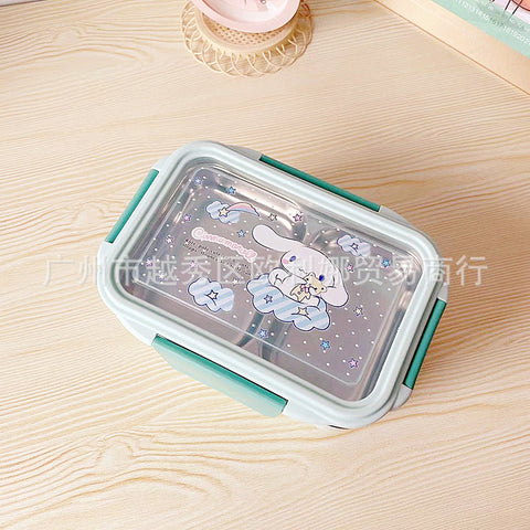 New Cartoon Stainless Steel Double Layer Lunch Box Anti scalding Portable Divided Insulated Lunch Box