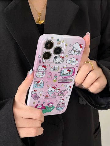 Phone Case HelloKitty Cute Cartoon New Year Hellokitty Cute Sanrio iPhone Case Full Body Protective Case For IPhone 11-15 Pro Max