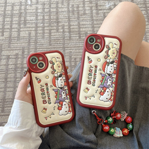 Cartoon Leather Christmas Cute Sanrio iPhone Case Full Body Protective Case For IPhone 11-15 Pro Max