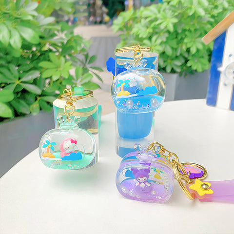 Genuine Sanrio Into The Oil Cartoon Keychain Creative Cute Kulomi Doll Bag Small Ornament Gifts Wholesale