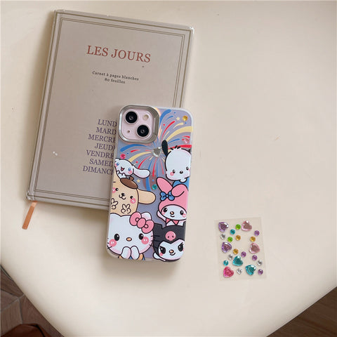 Laser Fireworks Cute Sanrio iPhone Case Full Body Protective Case For IPhone 11-15 Pro Max