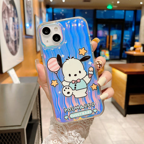 Japan and South Korea Cartoon Sanrio Colorful Laser Sanrio iPhone Case Full Body Protective Case For IPhone 11-15 Pro Max