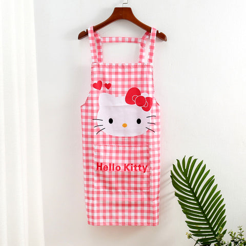 Sanrio Plaid Series Large Apron Kitchen Home Cleaning Cute Thickened Apron