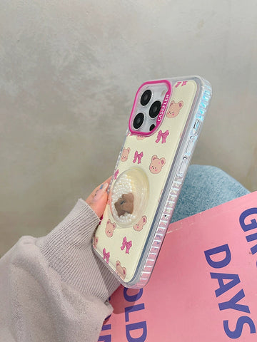 Bear Hard iPhone Cases with Pearls Suitable for iPhone 11-15 Pro Max