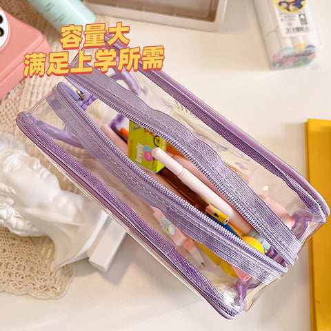 New Sanrio Cartoon Transparent Pencil Bag Waterproof Travel Wash Bag Large Capacity Portable Makeup Bag