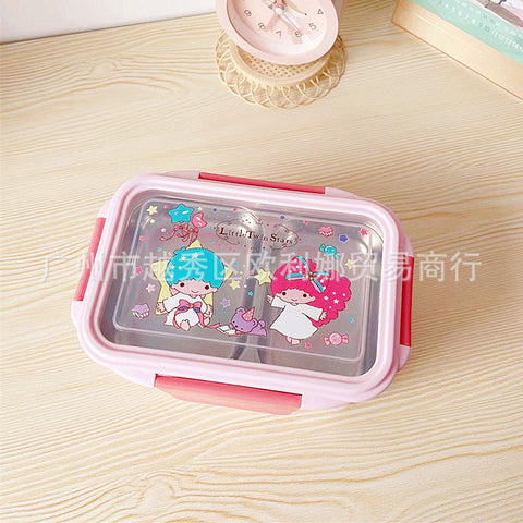 New Cartoon Stainless Steel Double Layer Lunch Box Anti scalding Portable Divided Insulated Lunch Box