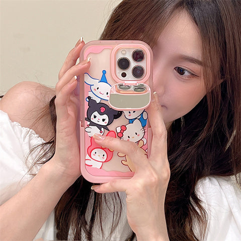 Cartoon Double Bracket Cute Sanrio iPhone Case Full Body Protective Case For IPhone 11-15 Pro Max