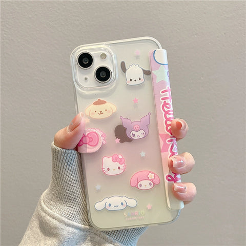 Suitable for Apple 14promax Phone Case IPhone 13 Flip Cartoon Sanrio 11 Korean Style New 12 Cute Women's 14 Internet Celebrity Super Hot 13 Pro Full Package Anti Drop 12 Pro Phone Case