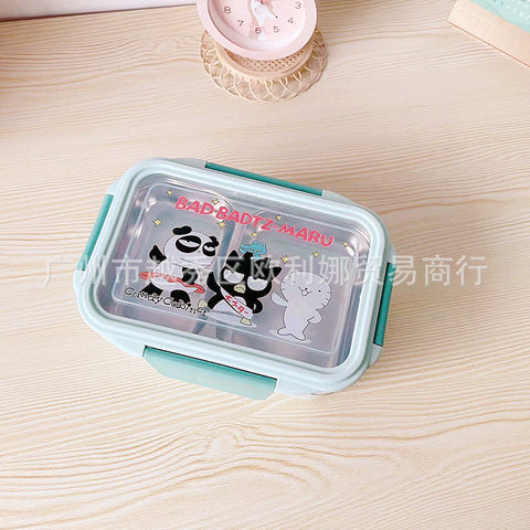 New Cartoon Stainless Steel Double Layer Lunch Box Anti scalding Portable Divided Insulated Lunch Box