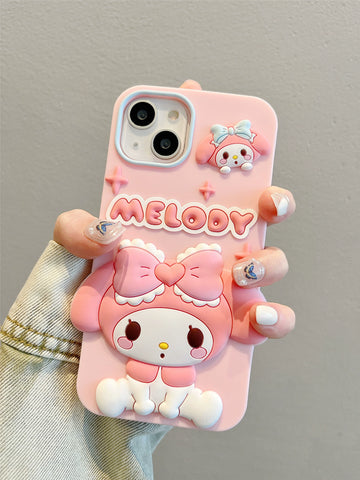 Sanrio 3D Silicone Stereoscopic Melody iPhone Cases Suitable for iPhone 11-15 Pro Max