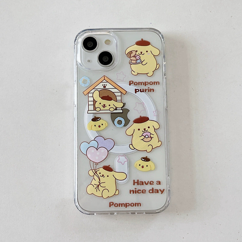 Cute Cartoon Sanrio Magnetic Bracket for Apple 15promax Phone Case Couple IPhone14 New 15pro Niche 11 Female 13 Anti-fall 12 Silicone 14pro All-inclusive Protective Case.