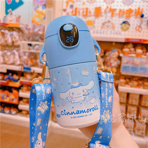 Sanrio Water Bottles with Straw & Warm Display 316 Thermos Cup Kuromi Cinnamaroll Carrying Water