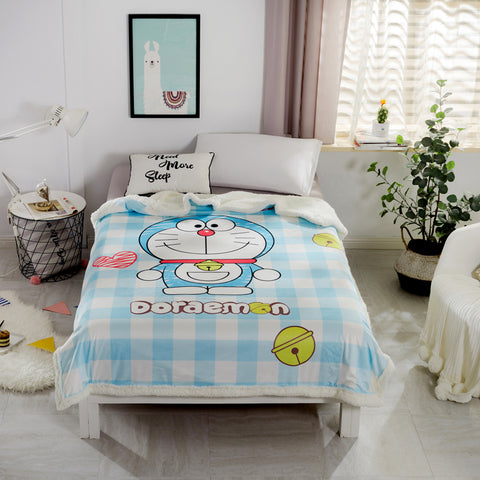 Double Cashmere Blanket Dormitory Single Doraemon Thick Warm Flannel Nap Blanket