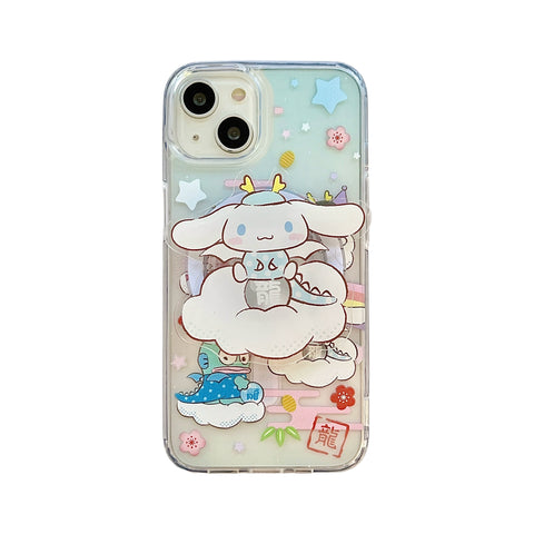 Year of The Dragon Cartoon Ugly Fish Kitty Kulomi for IPhone15/14promax Phone Case 11 Transparent Acrylic Magnetic Case 12/13 Apple 14Pro Full Cover 15Pro